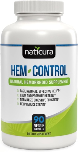 [BRSWGAD4CMNG2AI3] Hem-Control - Fast Effective Hemorrhoid Treatment Supplement - Powerful Formula to Promote Symptom Relief, Shrinking of Hemorrhoids, Ease Discomfort - 90 Vegan Capsules - Made in USA
