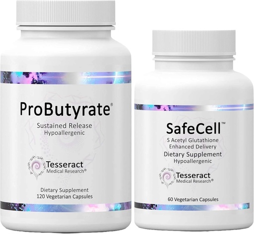 [BRSRAGIQBYHQYG33] Tesseract ProButyrate Gut Health & SafeCell S-Acetyl Glutathione Neuro Support Bundle – 600mg + 300mg, 120 + 60 Capsules, Antioxidant & Gut Microbiome Balance