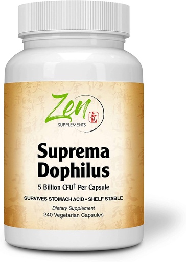 [BRSWY2YFBB6QYGTD] Zen Supplements - Suprema-Dophilus - 5 Billion CFU Probiotic - 8 Strains - Shelf Stable and Acid Resistant - Supports Gastrointestinal & Immune Health 240-Caps
