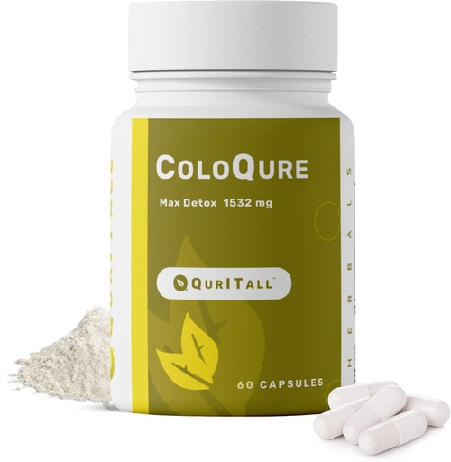 [BRSRAEIKDENRUE3L] ColoQure Colon Cleanse for Men & Women - Max Detox Cleanse-k osasuntsu eta asetzea hobetzen du - Bloating & Bowel mugimenduak murrizten ditu - 60 kapsula Vegan & Soy-Free