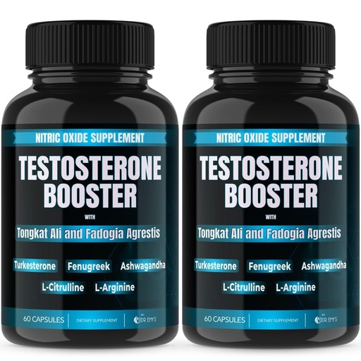 [BRSRO233BEDWK2D4] Dr. Emy's (2 Pack Testosterone Booster-Tongkat Ali Fadogia Agrestis Nitric Oxide Ashwagandha Supplement for Men with L Arginine Citrulline Fenugreek - Turkesterone Pre Workout Pump (120 Capsules)