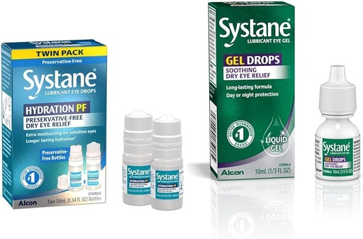 [BRSROAIPCQMBGC3A] Systane Hydration Multi-Dose Preservative-Free Eye Drops Dry Eye Relief Twin Pack (2x10ml) & Lubricant Eye Gel Drops, 10-mL (Packaging May Vary)