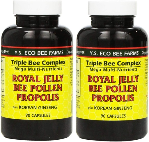 [BRSWKFQ5CEORW23M] YS Eco Bee Farms, Royal Jelly Bee Pollen Propolis plus Korean Ginseng, 90 Kapseln (2Pack)
