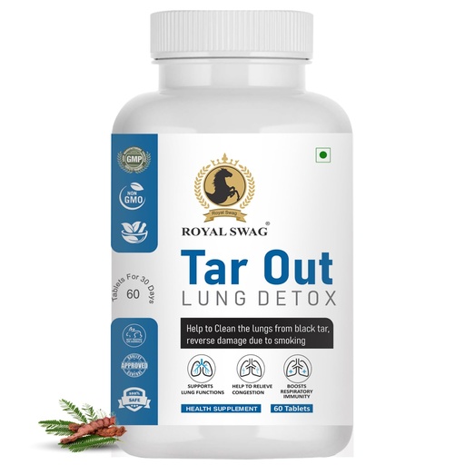 [BRSROAA7CFYRE3I6] Royal Swag Tar Our Lung Cleanse and Detox Tablets 60 Pcs Pack- Natural Respiratory Support Supplement Support Lung Health and Detoxification For Smokers & Non-Smokers