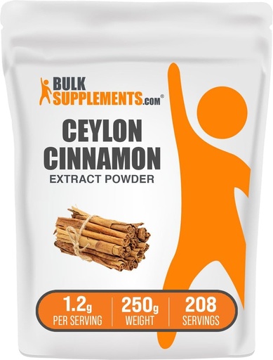[BRSWIGQBA4NRCGDA] BulkSupplements.com Cinnamon Bark Extract Powder - Ceylon Cinnamon Supplement, Herbal Supplement - Vegan & Gluten Free, 1.2g per Serving, 250g (8.8 oz) (Pack of 1)