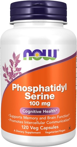 [BRSWIY32BQIREDLY] NOW Foods Supplements, Phosphatidyl Serine 100 mg with Phospholipid compound derived from Soy Lecithin, 120 Veg Capsules