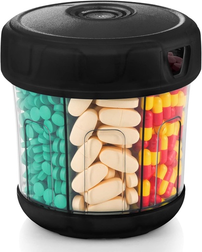 [BRSRMZT3OEDR433Z] Extra Large Supplement Organizer with XL 7 Compartments, TPU Soft Lid Easy to Load and to Use Pill Dispenser, 1 Month Jumbo Vitamin Holder Medicine Organizer Storage