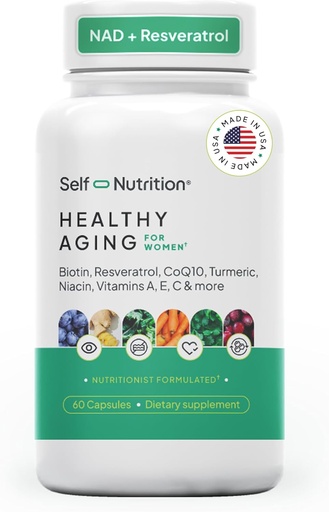 [BRSROGIFCIDRMHLD] Suplemento de envejecimiento saludable para las mujeres - Resveratrol, NAD, Collagen Booster, Biotin, Hyaluronic Acid &amp; More. Salud celular, Belleza, Longevidad - USA, Vegan, 60 cápsulas.