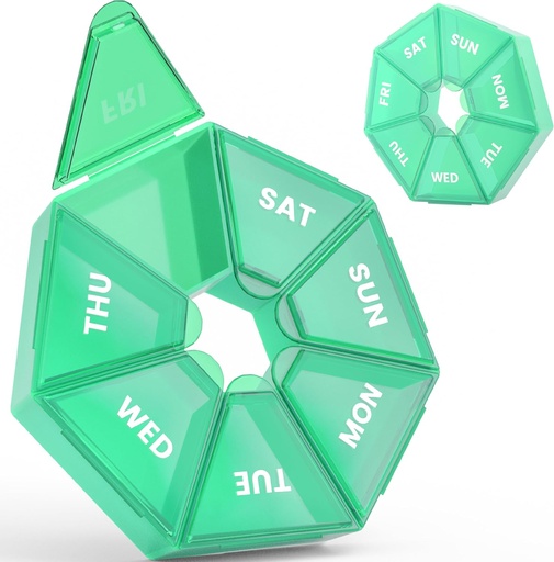 [BRSWYHQQBYORS3Y6] Organizador de pílulas semanal, caixa de remédio de caixa de pílulas portátil de 2 embalagens 6 cores (sete dias) Nova edição para Vitamina / óleo de peixe / pílulas / suplementos de artrite amigável (Cyan)