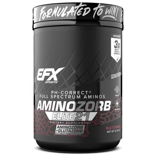 [BRSRAFQYCIFWYYDJ] EFX Sports Aminozorb Elite 21 | PH-Correct, Full Spectrum Aminos + Glutamine | Essential & Non Essential Aminos | Zero Sugars | 30 Servings (Watermelon)