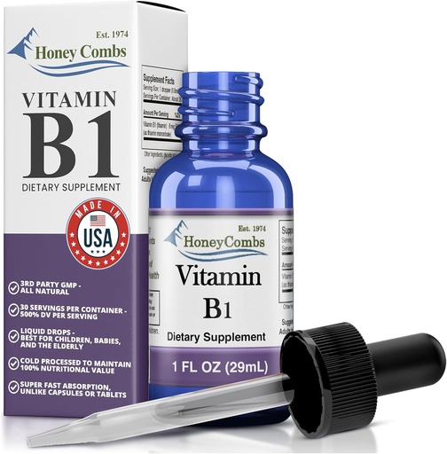 [BRSWIYTYBIOQCCY5] Vitamin B1 Thiamine Liquid Drops - ABŞ-da Made - Natural High Potency Fast Aborpsiya Thiamin B1 Kişi, Qadınlar və Uşaqlar üçün əlavə - Vegan Formula - Bulk Ölçüləri