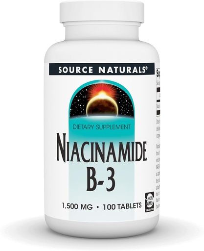 [BRSWI2QGCB5AEEDE] Source Naturals Niacinamide B-3-1500 mg, 100 comprimés