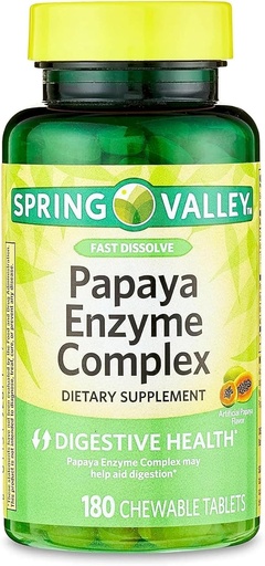 [BRSROAAHAQHAGYDK] Papaya Enzyme Complejo Chewable Tablets Suplemento dietético, 180 Cuenta