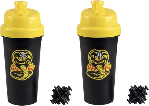 [BRSRA2YCCFYR63DG] Karate Kid Cobra Kai 25oz Protein Shaker Bottles for Powder Mixes - Pack of 2 - Leakproof Lid Screw on Lids - Works for Smoothies, Energy Drinks, Workout Blends, Shakes - Officially Licensed
