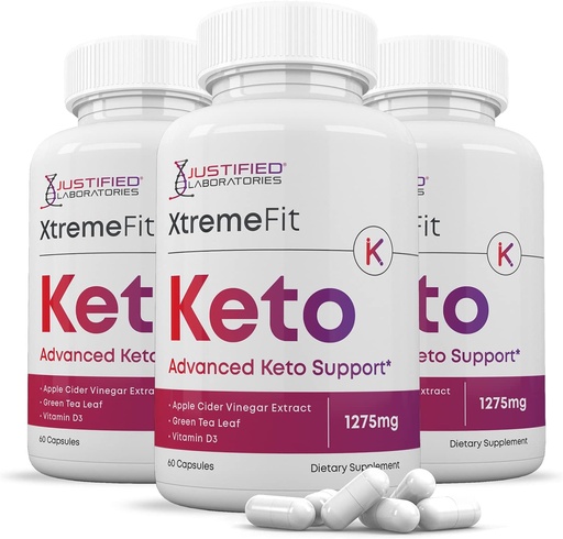 [BRSROZAEDIFAG3L5] Justified Laboratories (3 Pack) Xtreme Fit Keto ACV Pills 1275MG Formulated with Apple Cider Vinegar Keto Support Blend Alternative to Gummies 180 Capsules
