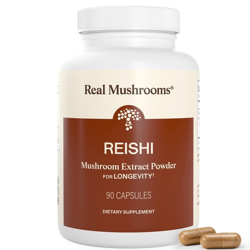 [BRSWGFT2OEPRUFL5] Real Mushrooms Reishi Mushroom Capsules - Handpicked Organic Mushroom Extracts - Red Reishi for Tranquil Daily Wellness with Verified Beta Glucans Vegan, Non-GMO, No Grain Fillers, 90 ct