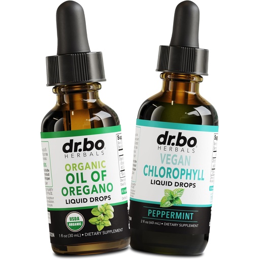 [BRSRAEIHCF4BMDYY] Oregano Oil Organic Liquid Drops & Chlorophyll - Oil of Oregano Drops Tincture Extract & Vegan Chlorophyll Liquid Body Detox Cleanse Immune Support - Digestive Gut Health Odor Cleanse Supplement