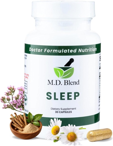 [BRSROBQLAUCAKDIZ] Sleep - Natural Supplement with L-Theanine, Ashwagandha, Magnesium, Valerian Root, Melatonin - Non-Habit Forming Formula for Rejuvenating - 30 Capsules