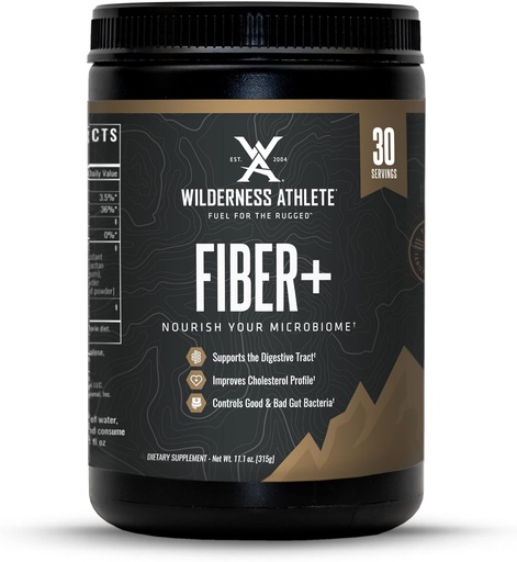 [BRSRMCD7A56AEYAU] Wilderness Athlete Fiber+ QQ 女性和男性的溶性与不溶性纤维补充剂 - 用于消化性支持的预生纤维粉 - 每日饮用混合剂 - 饮食不味