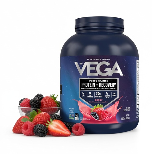 [BRSWGGD7DIOQM3LK] Vega Protein + Recovery, Berry – 30g Vegan Protein, Dairy & Gluten Free, Probiotics, NSF Certified, 67.2 oz (45 Servings)