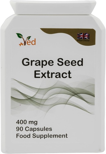 [BRSRAGT5BYIAAAL4] Ved OPC Grape Seed Extract Capsules, Min. 95% Oligomeric Proanthocyanidins,400 mg 90 Vegan Capsule (3 Months Supply)