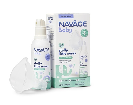[BRSRAGAEDMBWC3YV] Navage Baby Micro-Mist Saline Inhaler - Saline Nasal Spray for Congestion Relief - Pediatrician Endorsed Baby Nasal Spray w/Mask & Quiet, Continuous Mist (2.8 oz)