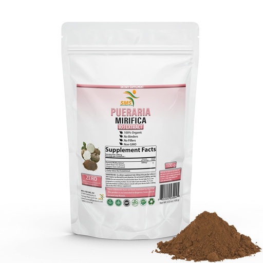 [BRSW2AA2AUCQ4E32] SMSHEALTHPRODUCTS.com Pueraria Mirifica Powder, No Fillers, 10:1 Kwao Krua Kao Root Extract, Organic Herbal Supplement, Non GMO, Gluten Free, 100g