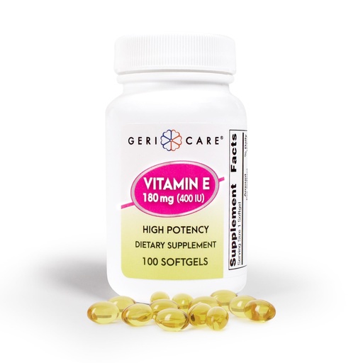[BRSRMCADCNYR4D3P] GeriCare High-Potency Vitamin E Capsules – 400 IU for Skin & Immune Support, 180mg | 100 Count | Organic Vitamin E for Women and Men