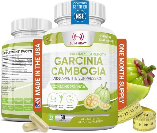 [BRSWGBQHAAOROAY6] 100% reine Garcinia Cambogia Extrakt mit 95% HCA - Verwalten Lebensmittel Cravings - Beste Carb Blocker für Frauen und Männer - Max Strength Garcinia Cambogia Raw Diät Pillen Made in USA - 60 Veggie Kapseln