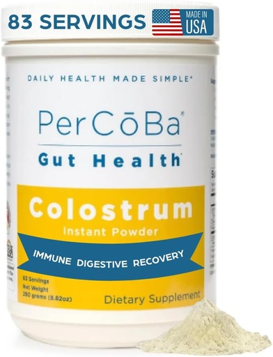 [BRSWKZA7OAAACCLK] Colostrum Supplement for Gut Sundhed, Bloating, Hårvækst, Muscle Inddrivelse, immunforsvar - Unflavored Bovine Colostrum Powder Made in USA, Non- GMO, Gluten Free, 3 Bedste Per Servering - 83 Servering