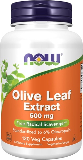 [BRSWIY3QB4MRSHLU] NOW Foods Supplements, Olive Leaf Extract 500 mg, Free Radical Scavenger*, 120 Veg Capsules