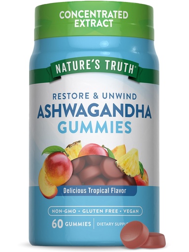 [BRSW22Y7PMAQOCDL] Nature's Truth Ashwagandha Gummies | 60 Count | Tropical Flavor | Vegan, Non-GMO, & Gluten Free Supplement