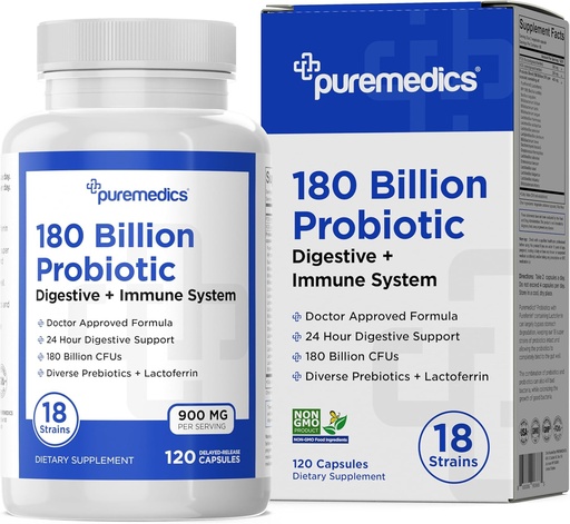 [BRSROAILAAHGKCTG] Choice Formula Probiotics 180 Billion CFU - 18 Strains + Lactoferrin + Prebiotics - Immune, Digestive & Gut Health - Constipation, Diarrhea, Gas & Bloating - for Women & Men - 120ct