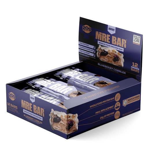 [BRSROGL5C4CQ2EIZ] REDCON1 MRE Protein Bar, Blueberry Cobbler - Contains MCT Oil + 20g of Whole Food Protein - Easily Digestible, Macro Balanced Low Sugar Meal Replacement Bar (12 Bars)