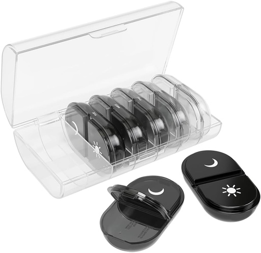 [BRSRABQ3BYNREFDL] EZY DOSE Weekly (7-Day) Daily Bireysel AM/PM Pill Organizer with Case, Portatif İlaç yapıştırıcısı, Travel-Friendly Dayanıklı Pill Konteyner, 2X Day Karşılaştırmalar ve Supplements, Black