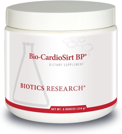 [BRSWIFI6CANQGADK] Biotics Research Bio CardioSirt BP brevettato Facile da miscelare polvere, formulato con l'assistenza di Mark Houston, MD, Combinazione unica di 7 Nutrienti chiave, 8 once