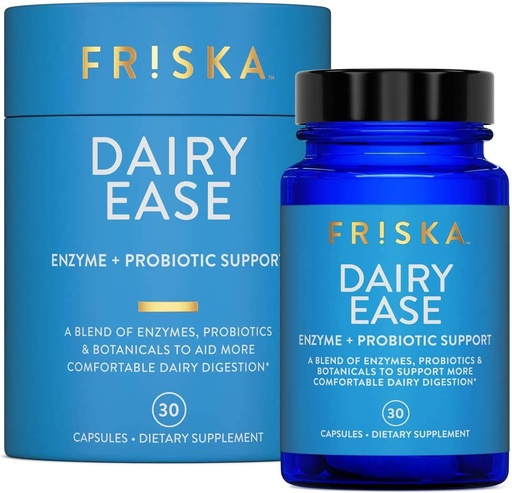 [BRSWYED5DMPW2AD2] FRISKA Süt Ease | Digestive Enzymes and Probiyotiks Supplement | Daha yaxşı Digestion / Natural Lactose intolerance Daxildir və əlavə 30 Capsules