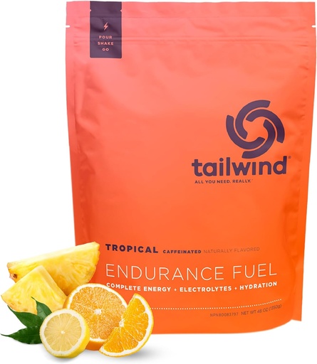 [BRSWKEAPBZ7GEAI5] Tailwind Nutrition Endurance Fuel, Carbohydrate & Electrolyte Sports Drink Mix Powder, Gluten-Free, Vegan, Tropical Buzz, 50 Servings (Caffeinated)