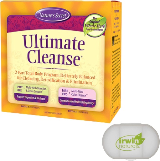 [BRSWYHA5C4PRSET4] Nature's Secret 7 Day Ultimate Cleanse - 2 Part Total Body Cleanse Promotes Healthy Digestion & Elimination with Multi-Herb Detox Blend & Multi-Fiber Colon Cleanse, 240 Tablets, with a Pill Case