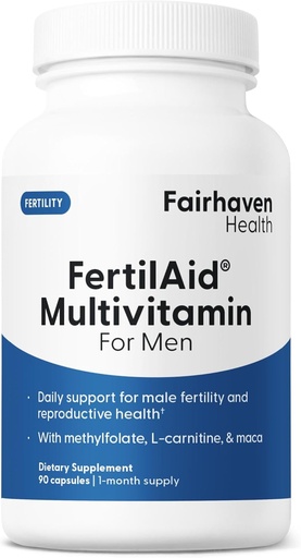 [BRSWIYT7BMGRWCTA] Fairhaven Saúde FertilAid para homens Fertilidade Suplementos para homens , Conde e Motilidade Suporte Pré-Concepção para ele , O suporte de fertilidade masculina inclui L-carnitina, zinco e folato , 90 cápsulas