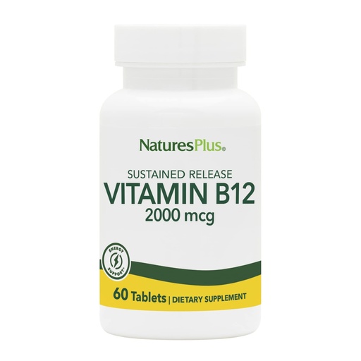 [BRSWIYTYO4GAEFTK] NaturesPlus Vitamin B12 2000 mcg - 60 Sustained Release Tablets - Energy & Immune Health Support - Gluten Free, Vegetarian - 60 Servings