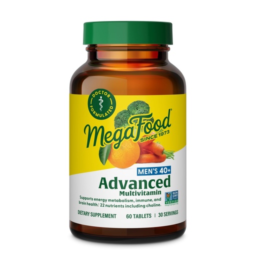 [BRSWKEIYOAGQ2FLM] MegaFood Men's 40+ Advanced Multivitamin for Men - Dr-Formulated - Choline, Vitamin B, Vitamin C, Vitamin D, Zinc & Real Food - Brain Health, Immune Support - Vegetarian - 60 Tabs (30 Servings)