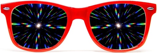 [BRSWKY37OJYBA2LC] GloFX Ultimate Diffraction Glasses - Red - 3D Prism Rainbow Effect - Great Edm, Festival, Concert, Fireworks, Christmas Lights, and Rave Accessory - Red Frames