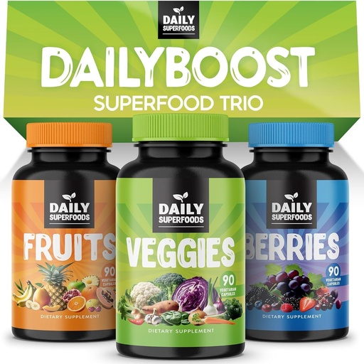 [BRSROHTQB55GGEY7] DailyBoost - 42 Different Whole Food Fruits and Veggies Supplement met bessen voor natuurlijke energie Boost - Balance van 100% Fruit en groenten Capsules uit de natuur - Made in The USA
