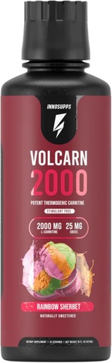 [BRSWYZT4C4HGKDLH] InnoSupps Volcarn 2000 - L-CARNITINE Advanced Energy Liquid | ATP Enhancer med GBEEC | Boosts Energy, Enhances Focus, Caffeine Free, No Artificial Sweeteners | 32 Servings (Rainbow Sherbet)