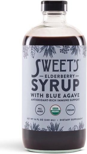 [BRSRAEA6BUFA4HT7] Elderberry Syrup with Blue Agave | Immune Support | USDA Organic Certified | Non-GMO | Vegan | Gluten-Free (16 oz)
