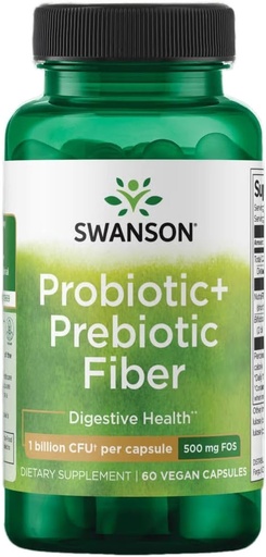 [BRSWGZYHOEIQIG3X] Swanson Prebiotic + Probiotic Fiber - Natural Supplement Promoting Digestive System & Immune Health Support - Aids Regularity & GI Tract Health - (60 Capsules, 500 Million CFU Each)