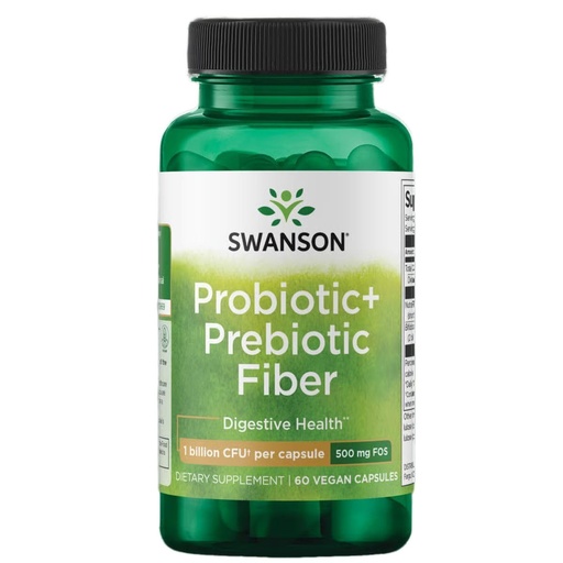 [BRSWGZYHOEIQIG3X] Swanson Prebiotic + Probiotic Fiber Digestive and Immune Health Supplement for Gut-Health-Conscious Adults with 500 Million CFU (60 Vegan Capsules)
