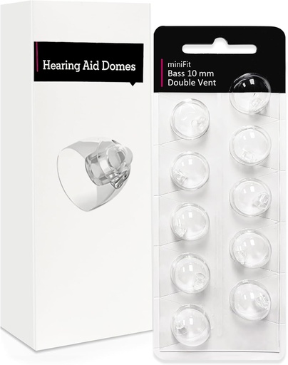 [BRSROBI3BMMQOHLK] Double Vent 10mm-Hearing Aid Domes for Oticon Minifit, Oticon Hearing Aid Supplies, Replacements Parts Accessories Universal Oticon Domes for Hearing Aids Cleaning Kits (10 Pcs)