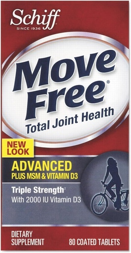 [BRSWIYATCMBGM2A5] Schiff Move Free Advanced , Triple Strength Plus MSM & Vitamin D3, 80 Coated Tablets ( Multi-Pack)